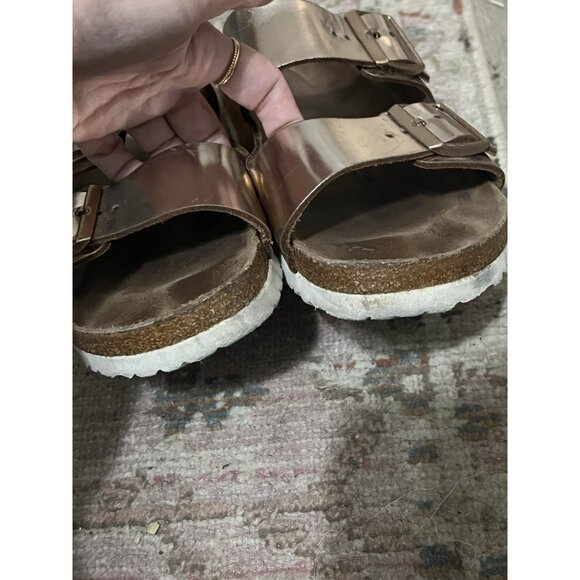 Metallic Gold Womens Birkenstock Arizona Sandals Size 41 EU 10 US Narrow - Picture 6 of 16